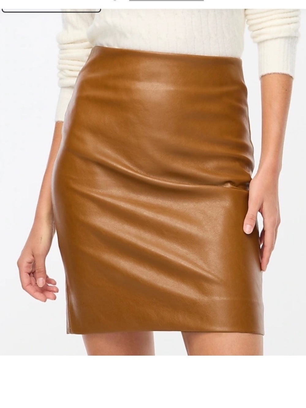 NWT! J. Crew faux leather pencil skirt size 14 new with tags camel tan pleather